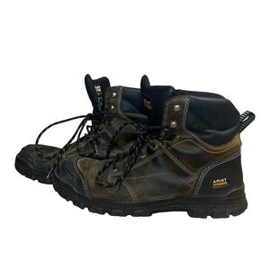 Ariat Work Mens Brown Leather Steel Toe Safety Work Boots Size 12D